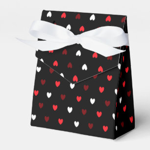 Red and white hearts on black favour box