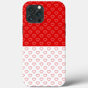 Red And White Hearts Pattern iPhone 13 Pro Max Case