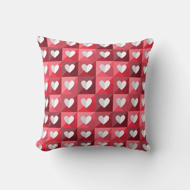 Red And White Hearts Pattern Cushion (Front)