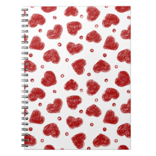 Red and White Hearts pattern Notebook