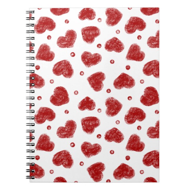 Red and White Hearts pattern Notebook (Front)