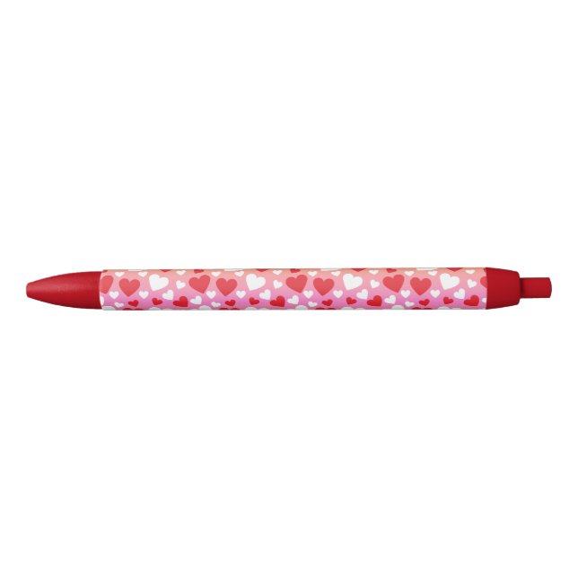Red and White Hearts Pattern Pen (Front)