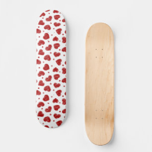 Red and White Hearts pattern Skateboard