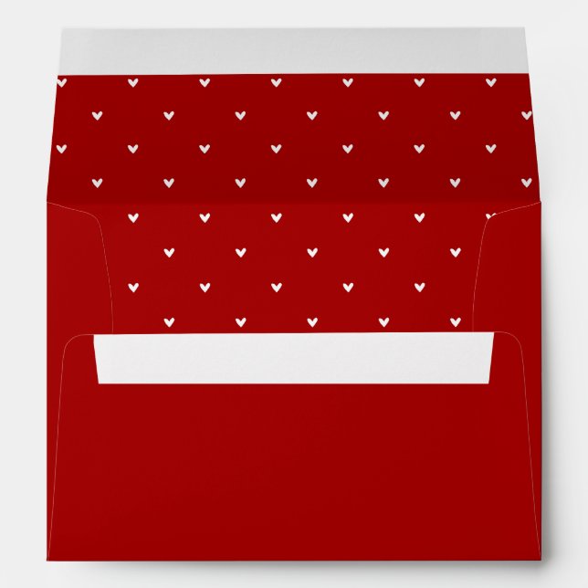 Red and White Hearts Pattern Valentine's Day Envelope (Back (Bottom))