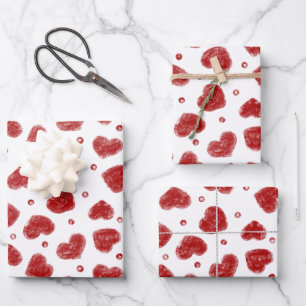 Red and White Hearts pattern Wrapping Paper Sheet