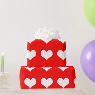 Red and white hearts simple wrapping paper