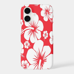 Red and White Hibiscus Hawaiian Print