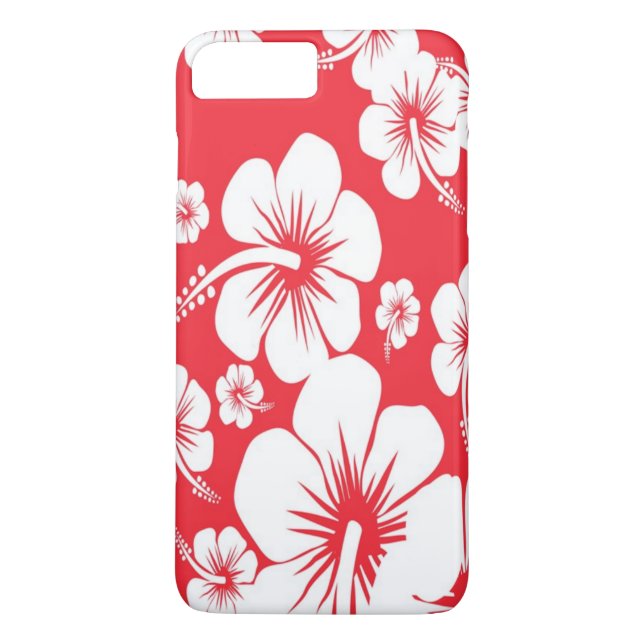 Red and White Hibiscus Hawaiian Print Case-Mate iPhone Case (Back)