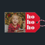 Red and White Ho Ho Ho with Photo Christmas Gift Tags<br><div class="desc">Red and White Ho Ho Ho with Photo Christmas Gift Tags</div>
