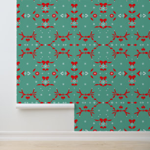 Red and White Holiday Bow Pattern Wallpaper