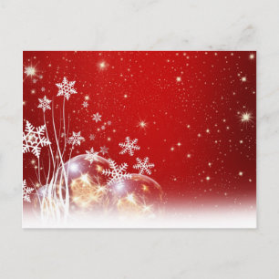 Red and White Holiday Christmas Bauble Design Postcard