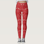 Red and White Holiday Ugly Sweater Leggings<br><div class="desc">Get your ugly sweater on and celebrate the Christmas season with this humourous design featuring reindeer,  pine trees and snowflakes. Happy Holidays and illustrations create a fun,  fabric texture like your favourite,  seasonal fashion.</div>