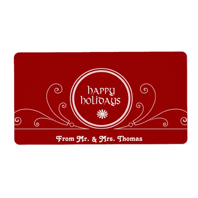 Red and White Holiday Wine Label (Front)