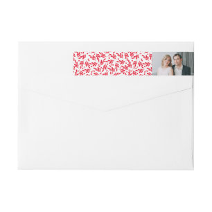 Red and White Holly Berries Holiday Photo Wrap Around Label