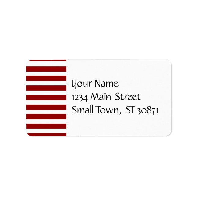 Red and White Horizontal Stripes Pattern Label (Front)