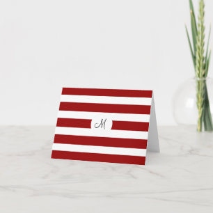 Red and White Horizontal Stripes Pattern Note Card