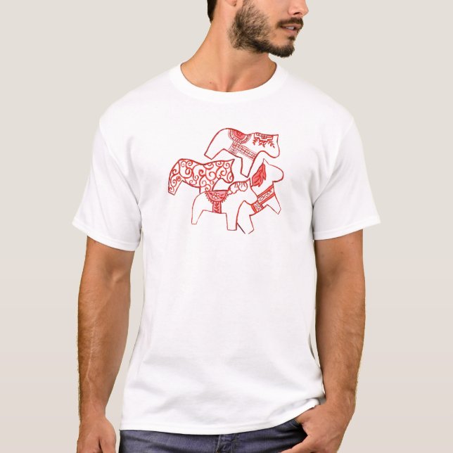 Red and white horses T-Shirt (Front)