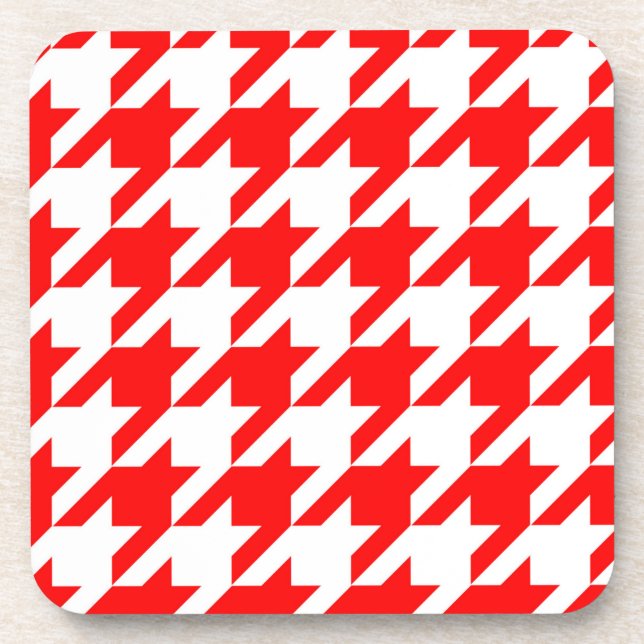 Red and White Houndstooth Check Coaster (Front)