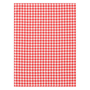 Red and White Houndstooth Check Tablecloth