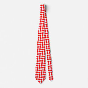 Red and White Houndstooth Check Tie
