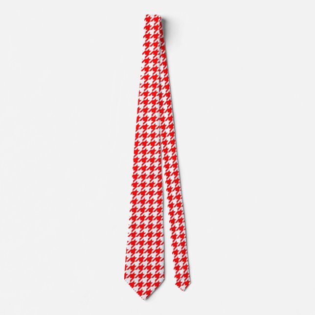 Red and White Houndstooth Check Tie (Front)