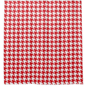 Red and White Houndstooth Pattern Shower Curtain