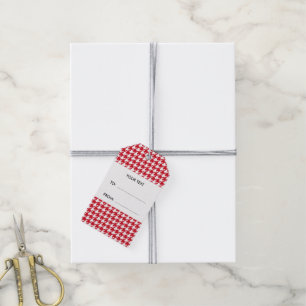 Red and White Houndstooth Your Monogram Gift Tags