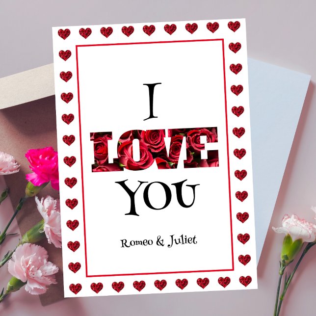 Red and White I Love You Heart Valentines Day Holiday Postcard (Creator Uploaded)