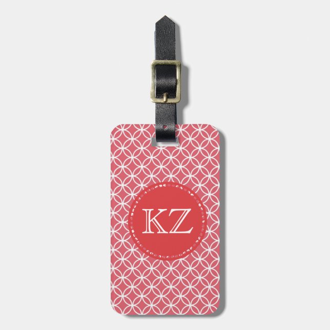 Red and White Infinity Circles Luggage Tag (Front Vertical)