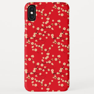 Red and White Japanese Cherry Blossoms Pattern iPhone XS Max Case