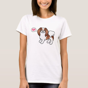 Red And White Japanese Chin Cartoon Dog T-Shirt