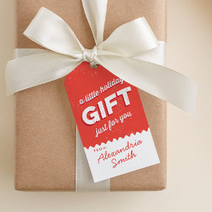 Red and White Just for You Vintage Style Holiday Gift Tags