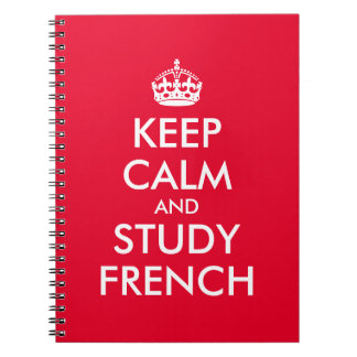 Red and White Keep Calm and Study French Notebook