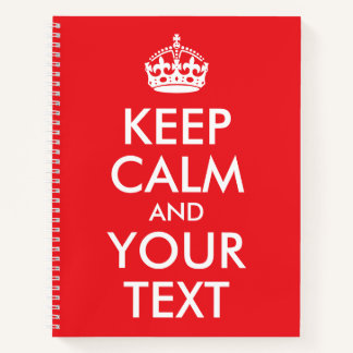 Red and White Keep Calm and Your Text Notebook