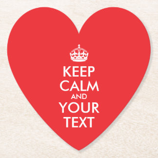 Red and White Keep Calm and Your Text Paper Coaster