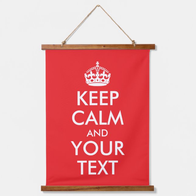 Red and White Keep Calm Parody Hanging Tapestry (Front)