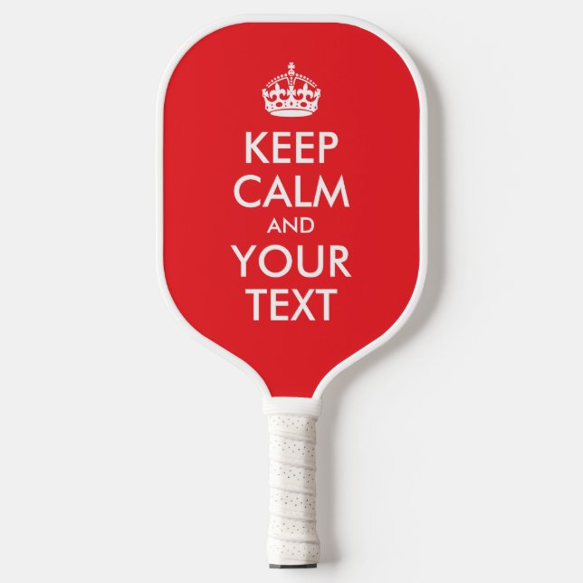 Red and White Keep Calm Parody Pickleball Paddle (Front)