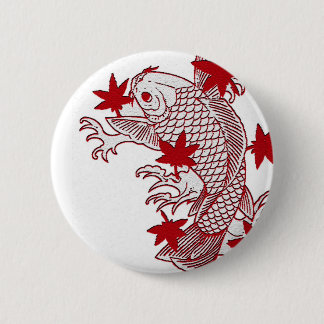 Red and White Koi 6 Cm Round Badge