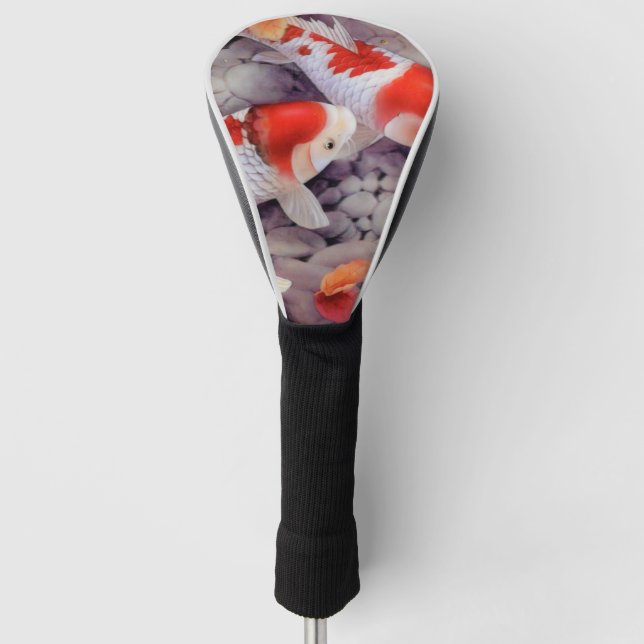 Red and White Koi Fish Pond Golf Head Cover (Front)