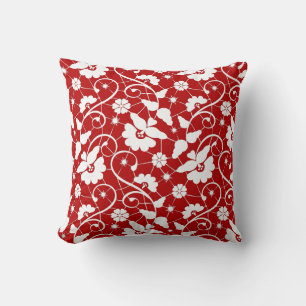 RED AND WHITE LACE VINTAGE DOUBLE SIDED Cushion