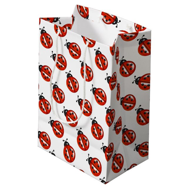 Red And White Ladybugs Gift Bag (Back Angled)