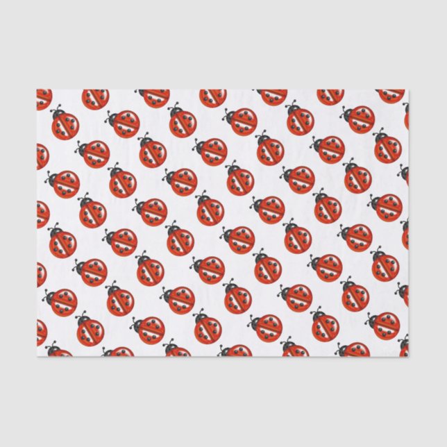 Red And White Ladybugs Gift Tissue Paper (Front)