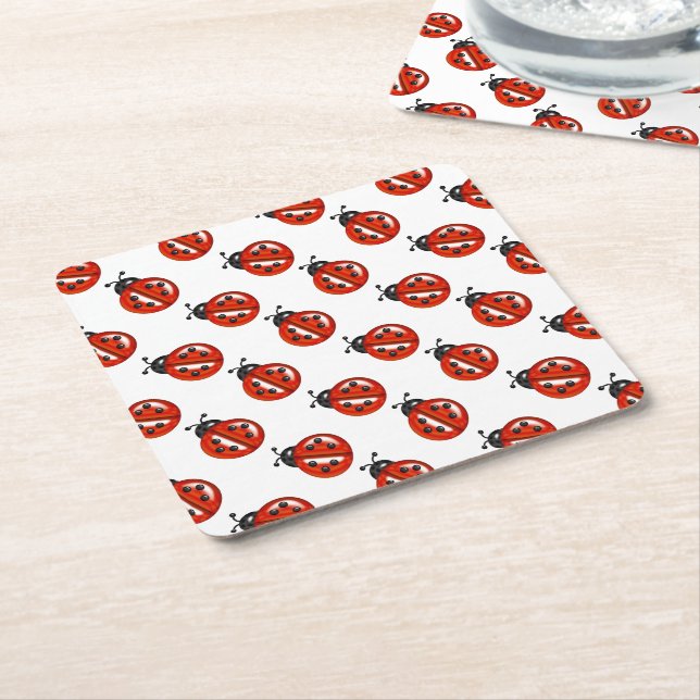 Red And White Ladybugs Party Coasters (Angled)