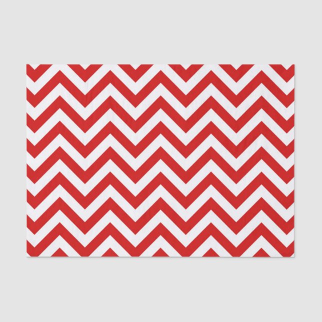 Red and White Large Chevron ZigZag Pattern Tissue Paper (Front)
