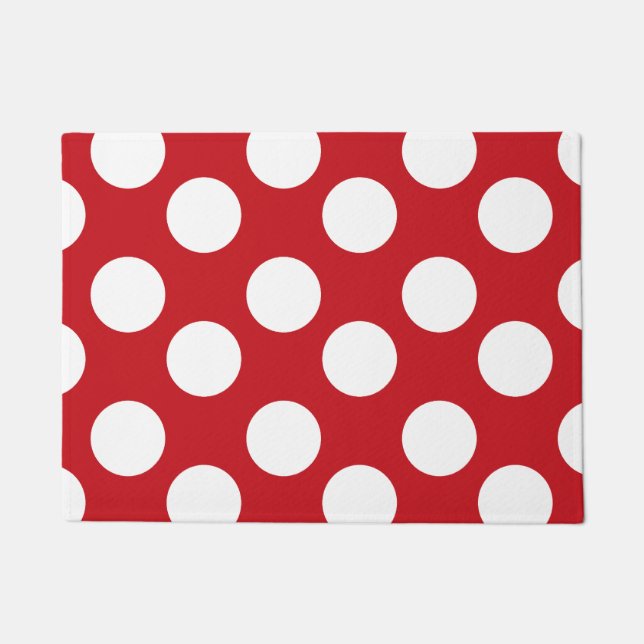 Red and White Large Polka Dot Doormat (Front)