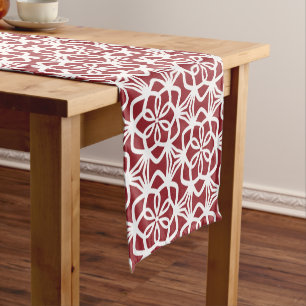 Red and White Large Scale Pattern Table Runner