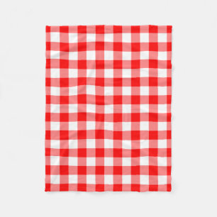 Red and White Large Size Gingham Checks Fleece Blanket