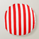 Red and White Large Size Stripes Round Cushion<br><div class="desc">Red and white large size stripes pattern,  a simple but elegant design</div>