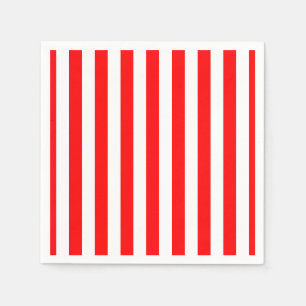 Red and White Large Size Vertical Stripes Paper Napkin