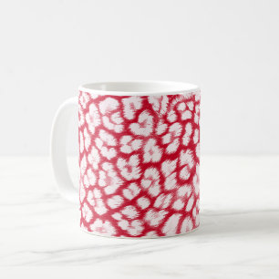 Red and white leopard print coffee mug